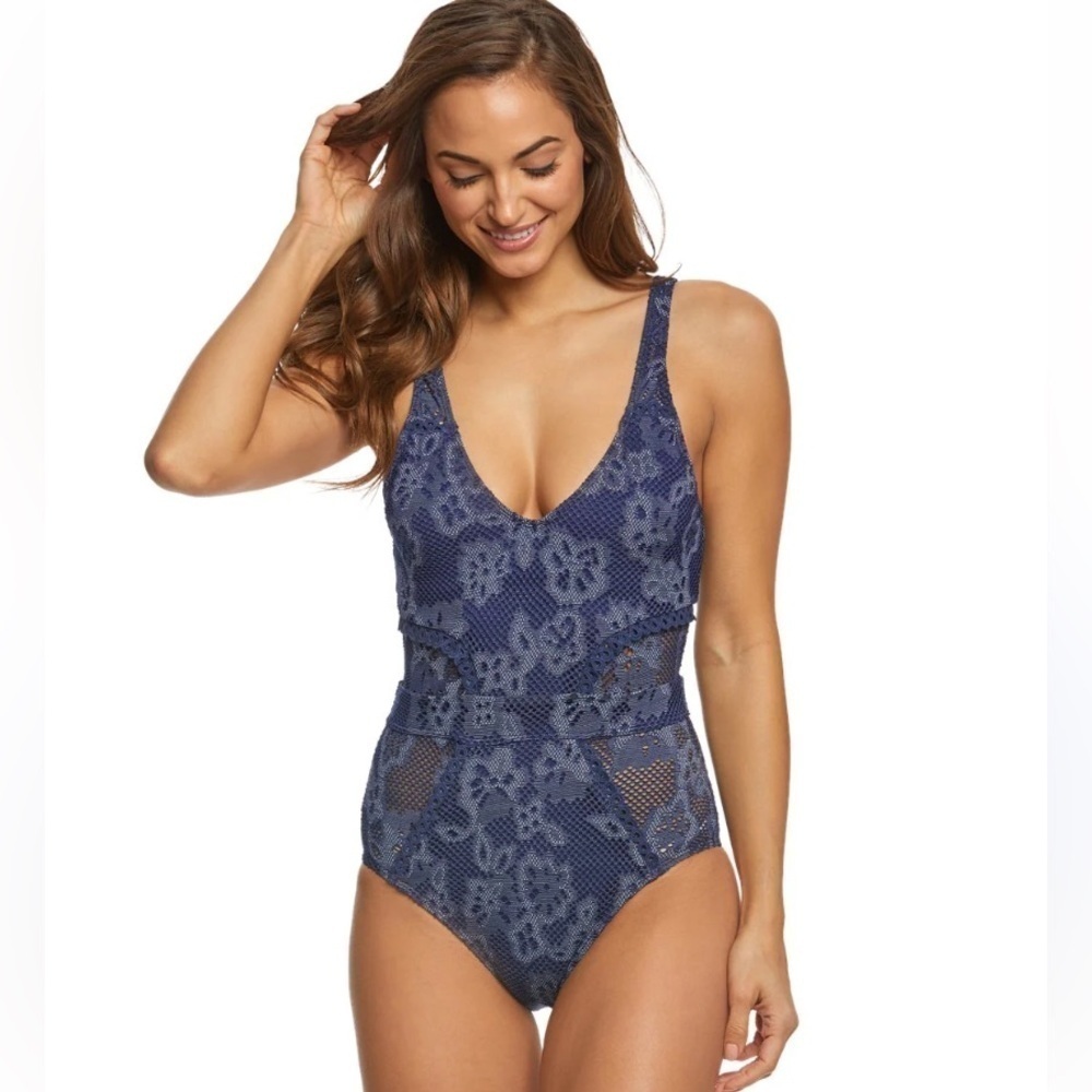 Athena Cote'd Azur Plunge One Piece Swimsuit Cutout Sexy